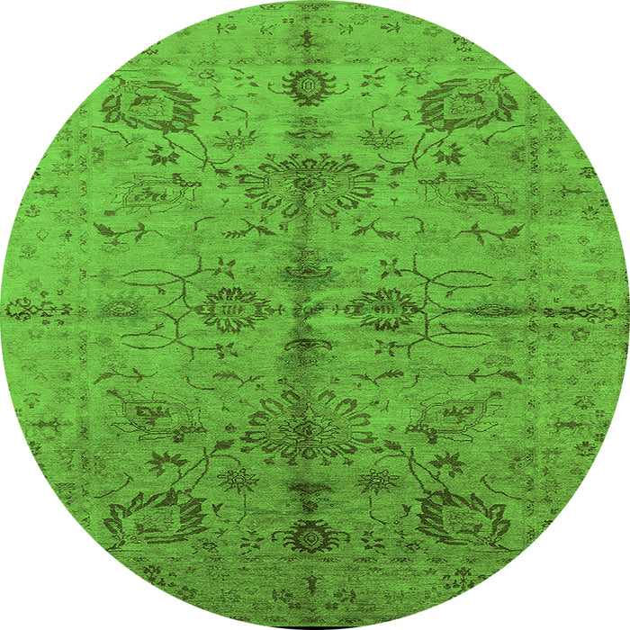 Round Machine Washable Oriental Green Industrial Area Rugs, wshurb2965grn