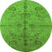 Round Oriental Green Industrial Rug, urb2965grn