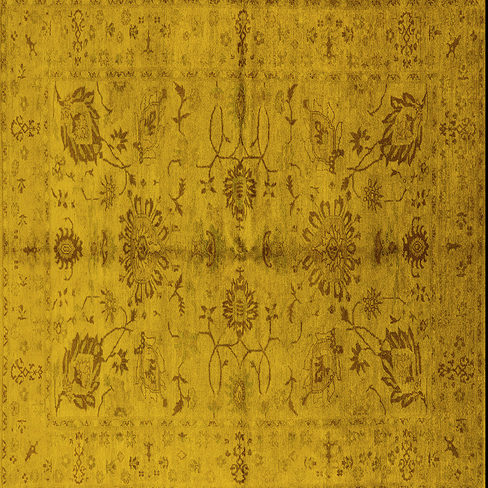 Square Machine Washable Oriental Yellow Industrial Rug, wshurb2965yw