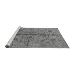 Sideview of Machine Washable Oriental Gray Industrial Rug, wshurb2965gry