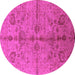 Round Oriental Pink Industrial Rug, urb2965pnk