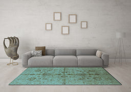 Machine Washable Oriental Light Blue Industrial Rug in a Living Room, wshurb2965lblu