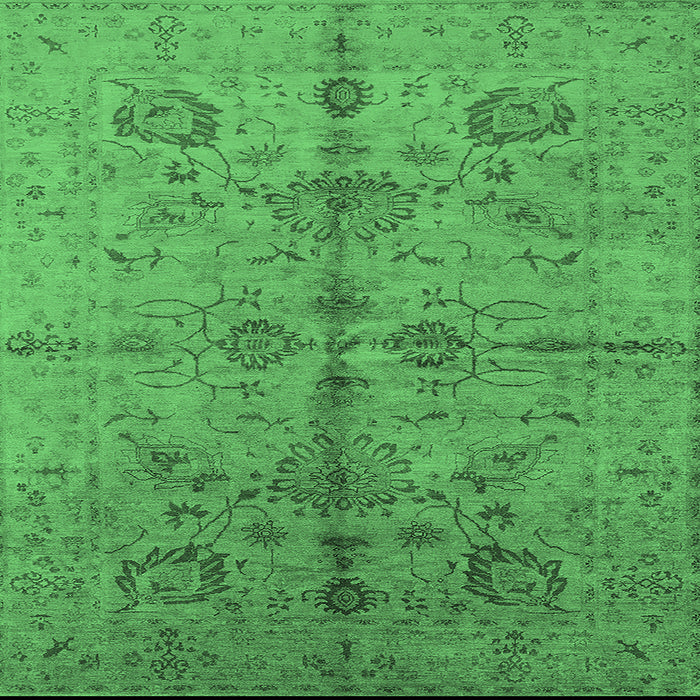 Square Machine Washable Oriental Emerald Green Industrial Area Rugs, wshurb2965emgrn