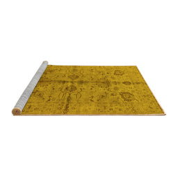 Sideview of Machine Washable Oriental Yellow Industrial Rug, wshurb2965yw