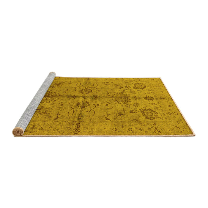 Sideview of Machine Washable Oriental Yellow Industrial Rug, wshurb2965yw