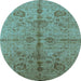 Round Oriental Light Blue Industrial Rug, urb2965lblu