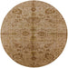 Round Mid-Century Modern Dark Bisque Brown Oriental Rug, urb2965