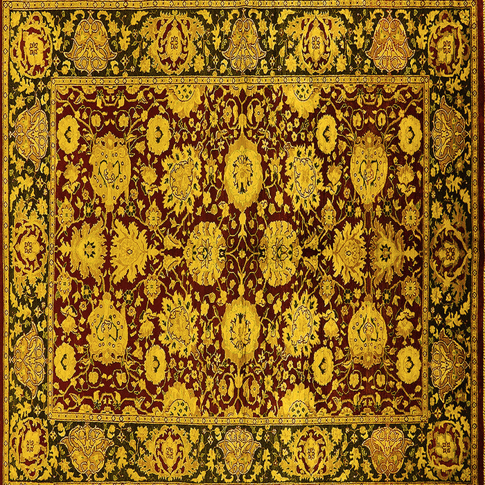 Square Machine Washable Oriental Yellow Industrial Rug, wshurb2966yw