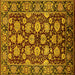 Square Machine Washable Oriental Yellow Industrial Rug, wshurb2966yw