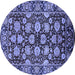 Round Machine Washable Oriental Blue Industrial Rug, wshurb2966blu