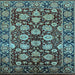 Square Machine Washable Oriental Light Blue Industrial Rug, wshurb2966lblu