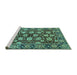 Sideview of Machine Washable Oriental Turquoise Industrial Area Rugs, wshurb2966turq