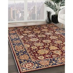 Mid-Century Modern Brown Sand Brown Oriental Rug in Family Room, urb2966