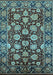 Machine Washable Oriental Light Blue Industrial Rug, wshurb2966lblu