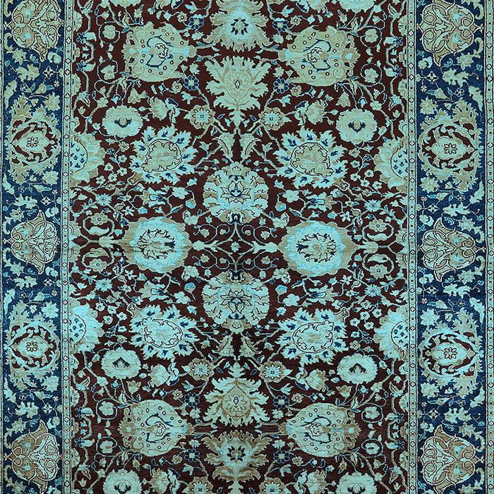 Machine Washable Oriental Light Blue Industrial Rug, wshurb2966lblu