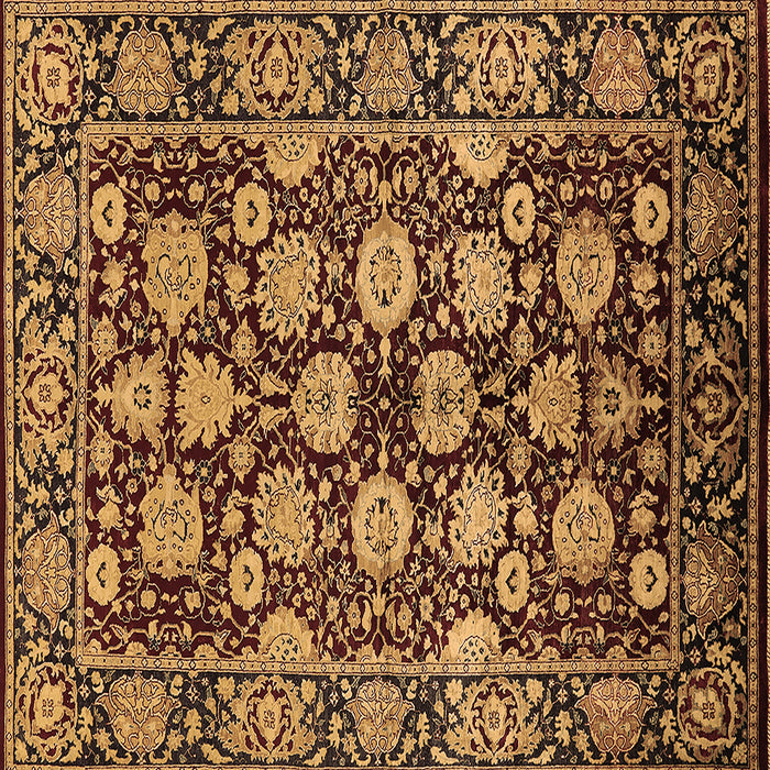 Square Machine Washable Oriental Brown Industrial Rug, wshurb2966brn