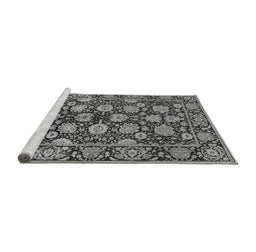 Sideview of Machine Washable Oriental Gray Industrial Rug, wshurb2966gry