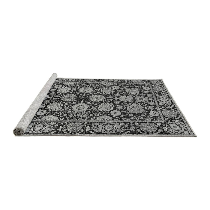 Sideview of Machine Washable Oriental Gray Industrial Rug, wshurb2966gry