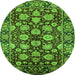 Round Oriental Green Industrial Rug, urb2966grn