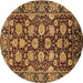 Round Oriental Brown Industrial Rug, urb2966brn