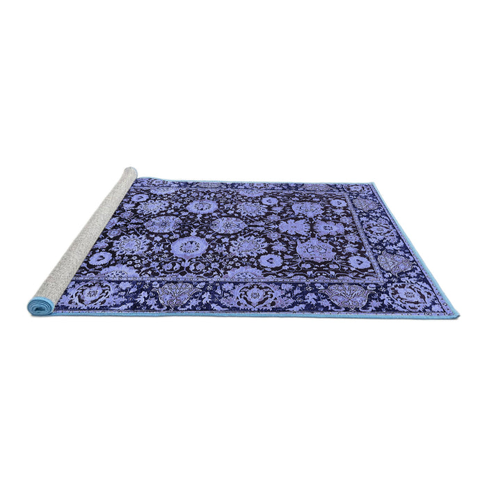 Sideview of Machine Washable Oriental Blue Industrial Rug, wshurb2966blu