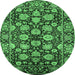 Round Oriental Emerald Green Industrial Rug, urb2966emgrn