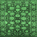 Square Oriental Emerald Green Industrial Rug, urb2966emgrn