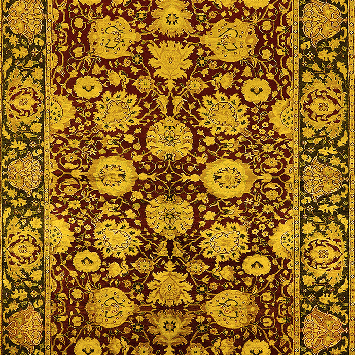 Machine Washable Oriental Yellow Industrial Rug, wshurb2966yw