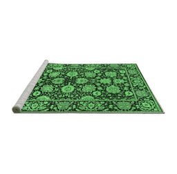 Sideview of Machine Washable Oriental Emerald Green Industrial Area Rugs, wshurb2966emgrn