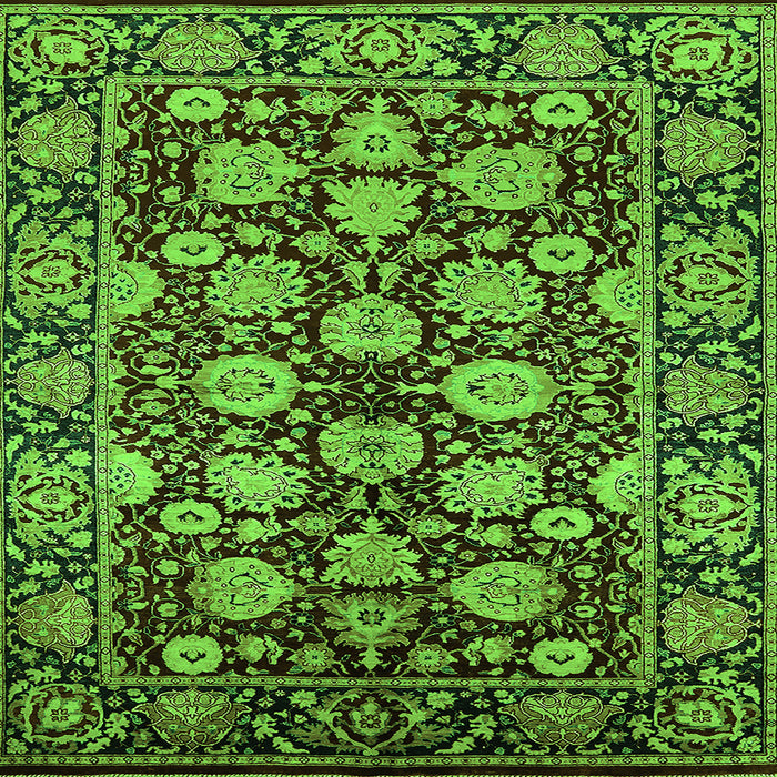 Square Machine Washable Oriental Green Industrial Area Rugs, wshurb2966grn