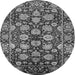 Round Machine Washable Oriental Gray Industrial Rug, wshurb2966gry