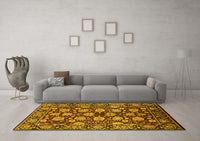 Machine Washable Oriental Yellow Industrial Rug, wshurb2966yw