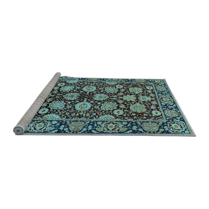 Sideview of Machine Washable Oriental Light Blue Industrial Rug, wshurb2966lblu