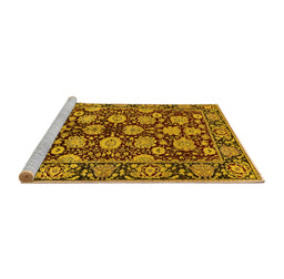 Sideview of Machine Washable Oriental Yellow Industrial Rug, wshurb2966yw