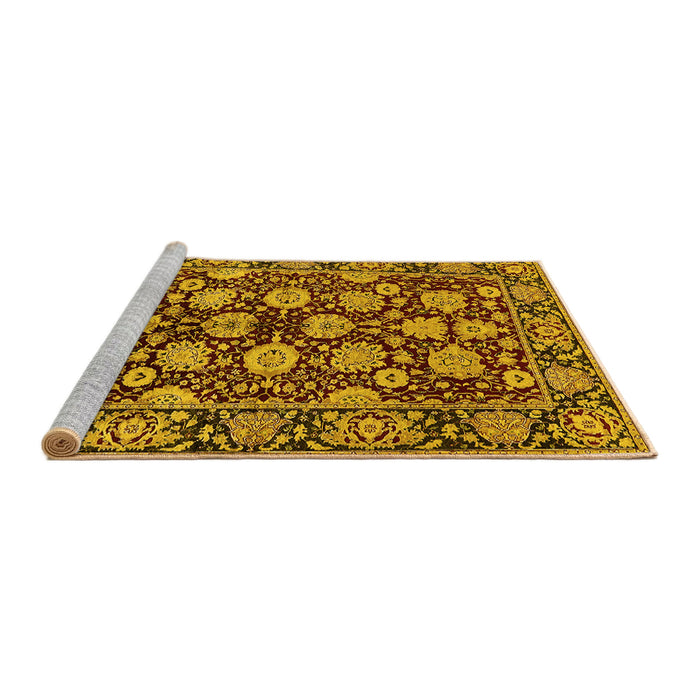 Sideview of Machine Washable Oriental Yellow Industrial Rug, wshurb2966yw
