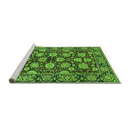 Sideview of Machine Washable Oriental Green Industrial Area Rugs, wshurb2966grn