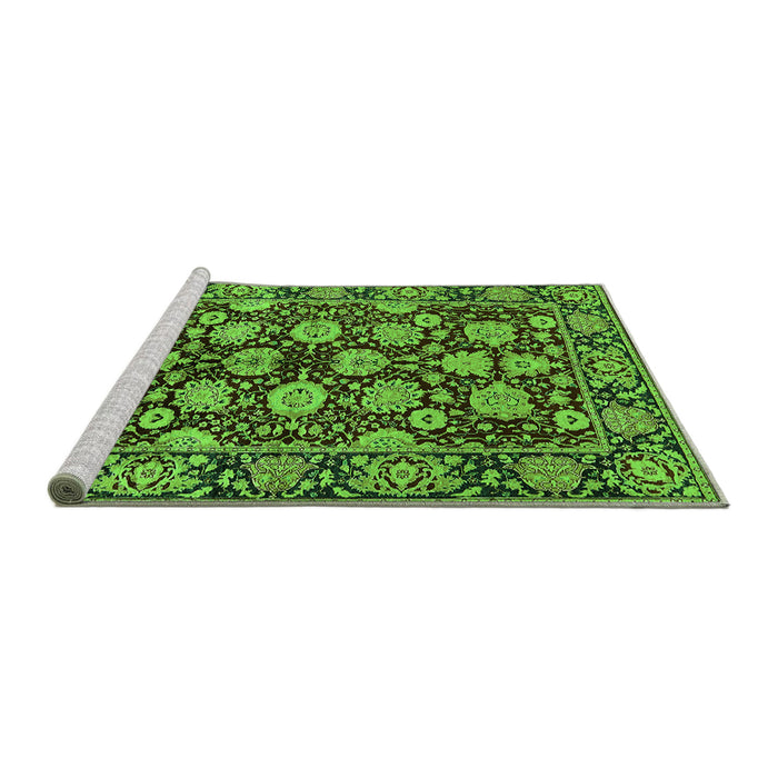 Sideview of Machine Washable Oriental Green Industrial Area Rugs, wshurb2966grn
