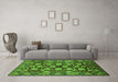 Machine Washable Oriental Green Industrial Area Rugs in a Living Room,, wshurb2966grn