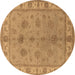 Round Oriental Brown Industrial Rug, urb2967brn