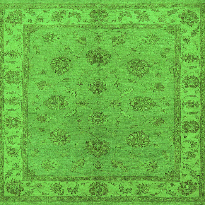 Square Machine Washable Oriental Green Industrial Area Rugs, wshurb2967grn