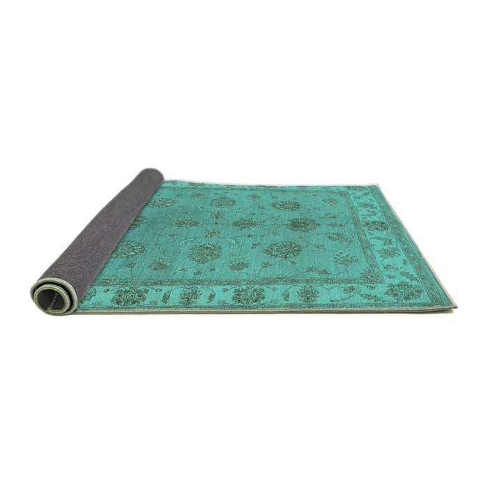 Sideview of Oriental Turquoise Industrial Rug, urb2967turq