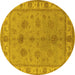 Round Oriental Yellow Industrial Rug, urb2967yw