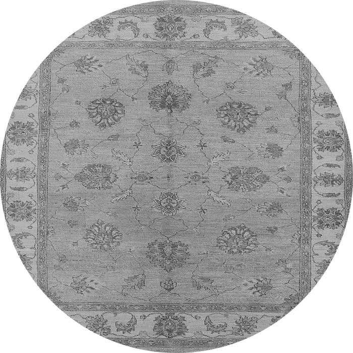 Round Machine Washable Oriental Gray Industrial Rug, wshurb2967gry