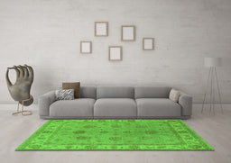 Machine Washable Oriental Green Industrial Area Rugs in a Living Room,, wshurb2967grn
