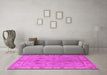 Machine Washable Oriental Pink Industrial Rug in a Living Room, wshurb2967pnk