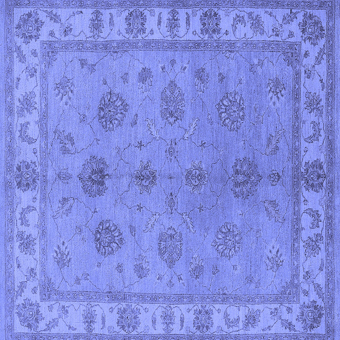 Square Machine Washable Oriental Blue Industrial Rug, wshurb2967blu