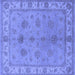 Square Machine Washable Oriental Blue Industrial Rug, wshurb2967blu