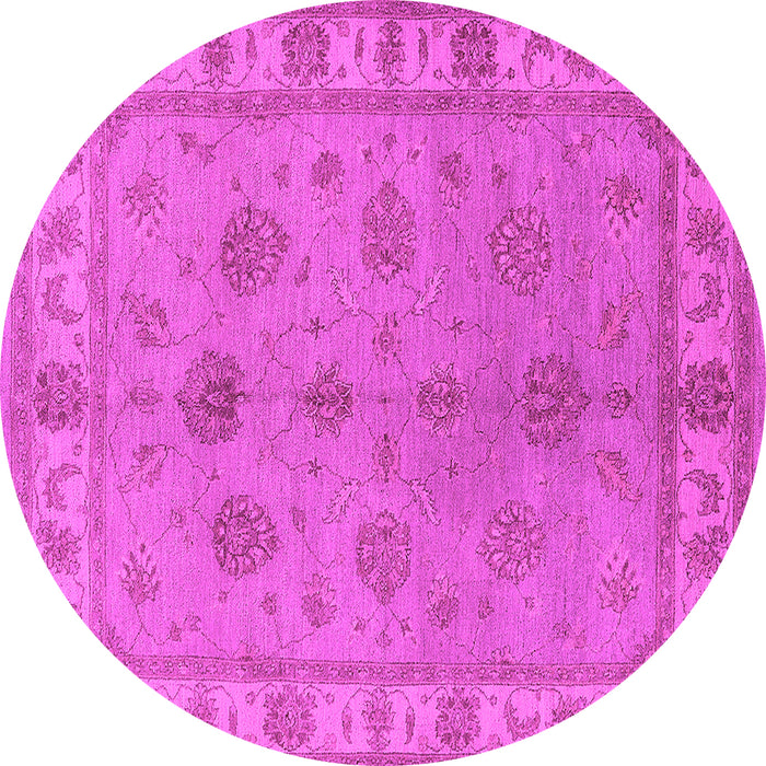Round Machine Washable Oriental Pink Industrial Rug, wshurb2967pnk