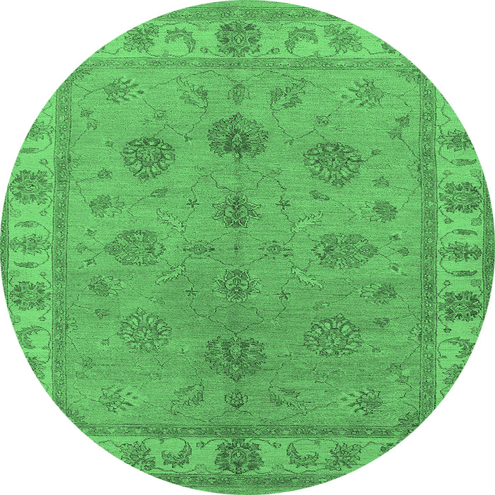 Round Oriental Emerald Green Industrial Rug, urb2967emgrn