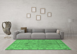 Machine Washable Oriental Emerald Green Industrial Area Rugs in a Living Room,, wshurb2967emgrn